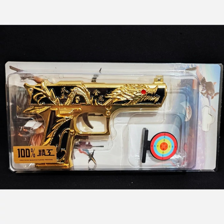 تفنگ فلزی طلایی 14 سانتی در 6 رنگ و طرح