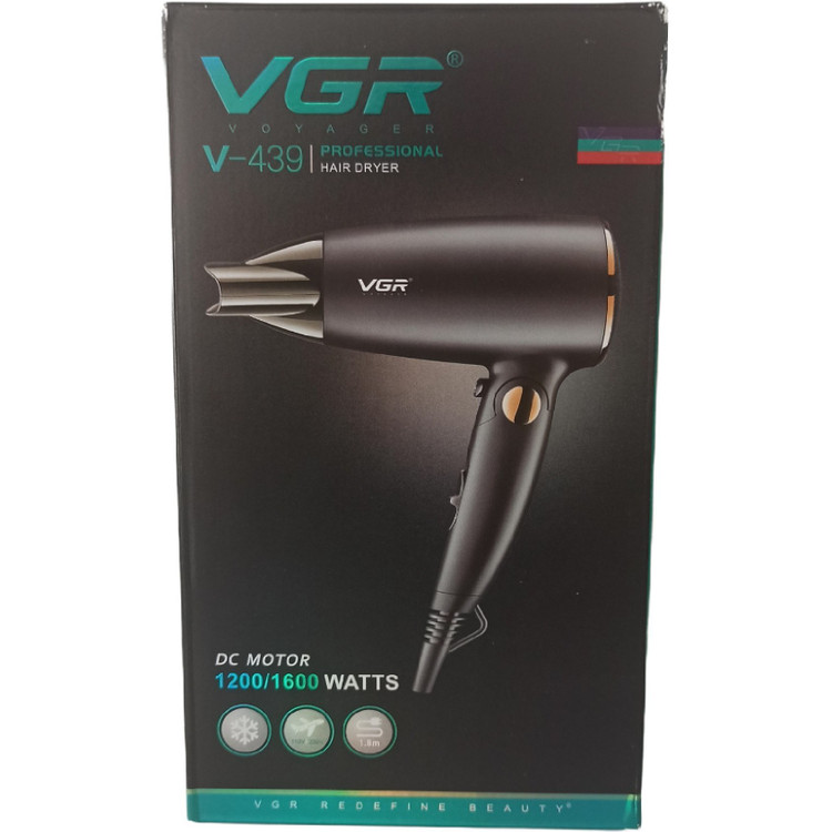 سشوار مسافرتی وی جی آر مدل V-439 با متمرکزکننده و باد سرد